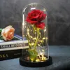 Fleur artificielle romantique dans un dôme en verre, Rose la belle et la bête, batterie LED, cadeau d'anniversaire, de saint-valentin