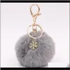 Keychains Fashion Aessories Drop Delivery 2021 Cute Keychain Snowflake Fur Ball Key Chain Pendant Plush Doll Kids Toy Girl Bag Phone Ornament