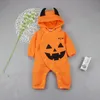 Infant Halloween Pumpkin Hooded Jumpsuit Baby Halloween Party Long Jumpsuit Autumn Winter Warm Infant Designer Clothing 1471 B3