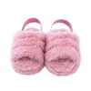 Rosa Baby Girls Bomull Tofflor Vinter Barnens söta plyscha tofflor Hem Inomhusskor Furry Kids Slippers 211119