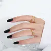 ANDYWEN 925 Sterling Silver Gold Clear Zircon Twist Resizable Irregular Geometric Rings Women Rock Punk Luxury Jewelry 210608