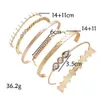 Vintage Gold Crystal Geometric Hollow Fashion Bracelets & Bangles for Women Boho Adjustable Multiple Layers Bracelet Set Jewelry Q0719