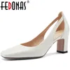 Fedonta Eleganckie Płytkie Buty Dla Kobiet Prawdziwej Skóry Wysokie Obcasy Pompy Kobiet Calssic Spring Wedding Party Damskie buty 210820