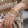 Bracelets de charme Perle de mode pour femmes Gold Retro Sequins Double cercle Bracelet de chaîne réglable simple Bohemia Bohemia Jewelry9043758