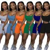 Ensemble Femme Two Dress Tracksuit Women Sportwear Summer Clothes For Crop Top Biker Shorts Set 2 Piece Sets Womens Outfits