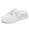 Summer Half-drag Shoes Female White Women Slippers No Heel Wear Baotou Lazy Drag Pregnant chaussure femme qq815 210625