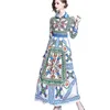 FANIECES mode piste Designer été automne robe femmes imprimé fleuri plissé Vintage Maxi robes vestidos de verano 210520