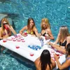 6フィートの浮遊ビールPongテーブル28カップホルダーの膨脹可能なプールゲーム夏のパーティーの涼しいラウンジ水のいかだ