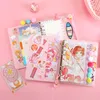 Notepads Cute Sakura 6 Rings Loose-leaf Diary Notebook Binder Journal Agenda Book Handbook Decoration Materials Set School Stationery