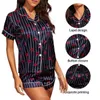 FallSweet Silk Satin Pajamas for Women Short Sleeves Sleepwear Lapel Pyjama Femme Sexy Nightwear S to XXL Fashion Q0706