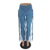 Bonnie Forest Fashion High Waist Caged Jeans (Medium) Summer Womens Fringed Denim Pants Skinny Jeans Trousers Party Club Wears Q0801