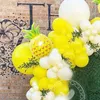 Decoração de festa 116 pcs amarelo branco balão guirlanda arco kit grande folha de alumínio abacaxi casamento aniversário bebê chuveiro decorações2374