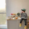 Spring unisex cotton loose striped sweatshirts Boys and girls all-match casual long sleeve Tops clothes 210708