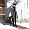 Women Autumn Winter Chic Lady Woolen Coat Female Mid-Long Elegant Korean Style Slim Outerwear s Abrigo Mujer 210515