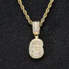 Iced Out Arabic Numerals Zircon Hip Hop 18K Gold Necklace with 60cm Chain Jewelry Set Diamond Number Figures Pendant Necklaces for Women Men Will and Sandy Dropship