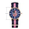 Horloges Dames Rose Golden Case Quartz Kijk Charmant Dollar Muntsymbool met Amerikaanse Vlag voor Vrouwelijke Nylon Strap