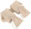 10 pcs cordão de linho pequeno juta de vinho saco musslin sacos de presente sacos de jóias sacos de embalagem de casamento decoração de festa de casamento Decoração gaja