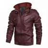 CHAIFENKO Hommes Marque Hiver En Cuir Veste Manteau De Mode À Capuche Moto PU Casual Biker Faux s 211124