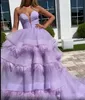 Gorgeous Dubai Arabic Aso Ebi Lilac Sexy A Line Evening Dresses Feather Tiered Sweetheart Prom Dress Formal Party Second Reception Special Occasion Gowns