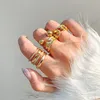 Cluster Rings 2021 Trend Retro Irregular 18k Gold Open Finger For Women Twisted Ball Resizable Jewelry Men Brass Base