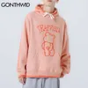 GONTHWID Graffiti Trapped Bear Tie Dye Hoodies Streetwear Hip Hop Harajuku Casual Pullover Hooded Sweatshirts Men Women Tops 210819