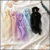 Ponny Tails Holder Jewelry Jewelryruoshui Seersucker Tie Aessory for Woman Girl Scrunchies Rubber Band Solid Hair Streamer Elastic Hairband