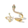 Artilady – ensemble de 2 pièces de boucles d'oreilles à clip pour femmes, manchettes d'oreilles, couleur or, serpent, accessoires en pierre CA, breloque