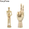 YuryFvna 2 pcs 5.5 Inch Wooden Human Mannequin 7 Drawing Manikin Hand Artist Model for Sketch 211101