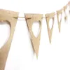 Flaggor vintage jute hessian burlap bunting kärlek hjärtbannrar fest flagga diy för bröllop banner garland tält dekor dekoration224a