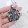 Pendant Necklaces 12pcs Viking World Tree Double Wolf Necklace Wicca Pagan Jewlery For Men Women262n4815501