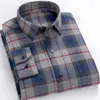 Puro cotone di alta qualità di grandi dimensioni 8XL 7XL 6XL Camicie da uomo a maniche lunghe in flanella a quadri Camicia da uomo Casual Slim Fit Abbigliamento 210626