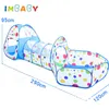 IMBABY 3-in-1-Baby-Laufstall für Kinder, Bällebad-Laufstall, tragbarer Babyzaun für geborene Spielhof-Zelttunnel mit Korb 211028