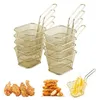 Mini silkorg för chips lök ringar fyrkantig rostfritt stål chip stek korg stek tillbehör förvaring korgar2686