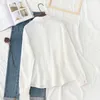 HSA Women Spring Summer Blouses Shirts Buttons Chic Vintage Oversize Office Korean Style Lady Wild Gauze Tops 210716