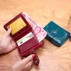 財布純正レザー女性財布レトロオイルワックス牛革の短いジッパーかわいい小さなコイン財布