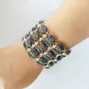 Böhmen stil vintage kristall legering armband bangles trendiga smycken häst ögonmönster breda elastiska armband för kvinnor tjejer Q0717