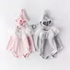 İkizler kızlar fırfır yaka bodysuits doğan elbise uzun kollu bodysuit bebek giyim 210417