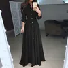 Moda mujer otoño casual camisa de manga larga maxi vestidos sexy botones sólidos vestido de fiesta bata más tamaño ropa vestidos 210517