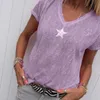 Summer T Shirt Kobiety Casual V-Neck Koszulki Kobiet Krótki Rękaw Topy Dla Dziewczyn Grey Solid Top Femme Tee 210623