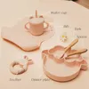 Baby Silicone Feeding Tableware Sets with Exquisite Box Food Grade Non-Slip Crockery BPA Free for Birth Gifts 211026