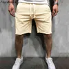 Erkek Örme Elastik Spor Şort Askısı Cep Katı Renk Ücretsiz Devekuşu Ham Kenar Yaz Şort Erkek Koşu Pantolon Artı Boyutu X0316