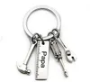 Stainless steel Fathers Day keychain Creative Hammer Screwdriver Wrench Tool Keyring Car Key Chain Gift Supplies