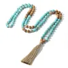 Pendant Necklaces SHINUS BOHO 8mmTurquoise Plus Picasso 108 Mala Bead Necklace 2021 Long Tassel Yoga Jewelry Handmade Strand Women And Men