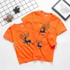 Matching Family Look Outfits Christmas Reindeer Casual Cotton Top Summer Short Sleeve t-shirt Father Mother and Daughter Clothes 210713