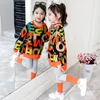 2021 Kinderkleding Pak Meisjes Herfst Kleding Mode Casual Big Children's Letter Trui + Leggings Tweedelige Set 220214