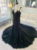 Black Gothic Mermaid Wedding Dress With Sleeveless Sequined Lace Non White Colorful Bride Dresses Custom Made Vintage Robes