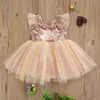 0-4y Kid Baby Girl Sukienka Ubrania Cekiny Tulle Princess Dresses Casual Berbecia Dresses Dla Dziewczyn Urodziny Odzież Q0716
