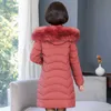 Vinter Kvinnor Lång Parka Solid Tjock Jacka Oversize Slim Hooded Fur Collar Office Ladies Coat Outwear Abrigo Mujer Invierno 211008