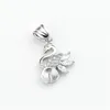 Cute Little Swan Pendant Settings Zircon Pearl Mount DIY Jewellery Making 925 Sterling Silver 5 Pieces