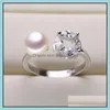 Jewelry Settings Shining! Pearl Rings Setting Zircon Solid 925 Sier Ring Mounting Blank Diy 5 Styles Mix Gift Drop Delivery 2021 3Amqd